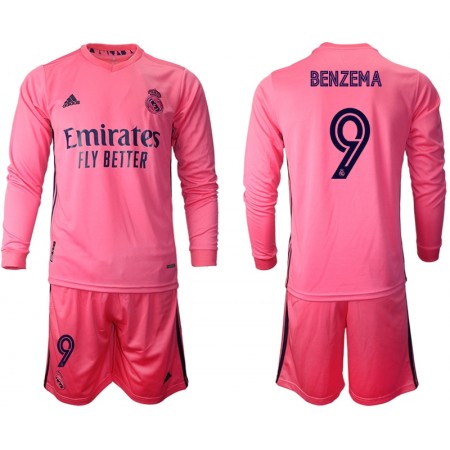 Jalkapallo Pelipaidat Real Madrid Karim Benzema 9 Lasten Vieraspaita 2020-2021 Pitkähihainen